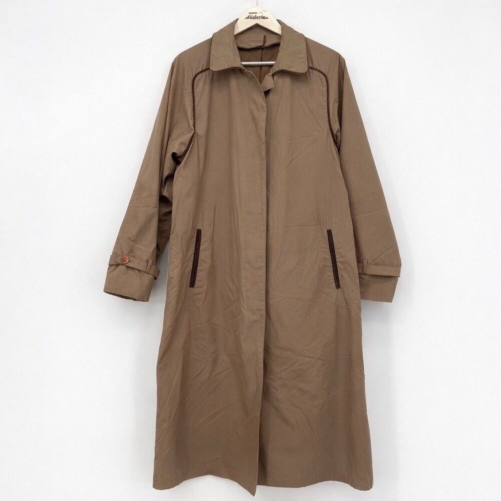 London Fog Brown Trench Coat Jacket Size 12 Regular Vintage Classic